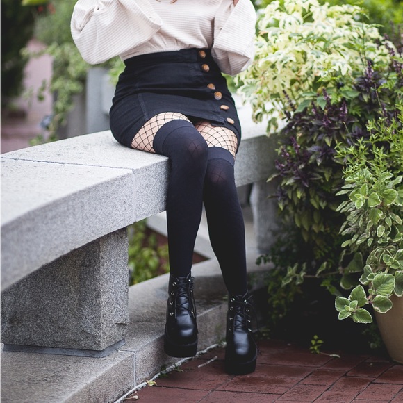 Free People Black Side Button Mini Skirt - Picture 3 of 8